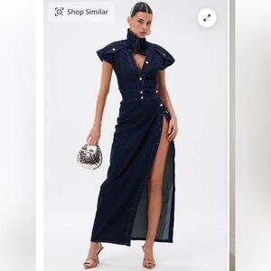 AKIRA Chelsea Button Side Denim Maxi Dress